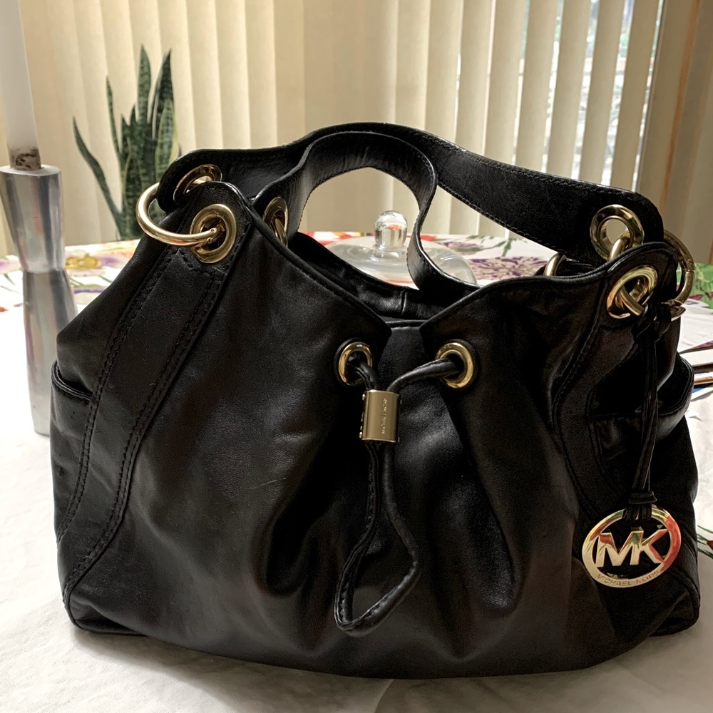 Michael Kors Black and Gold Hobo Handbag
